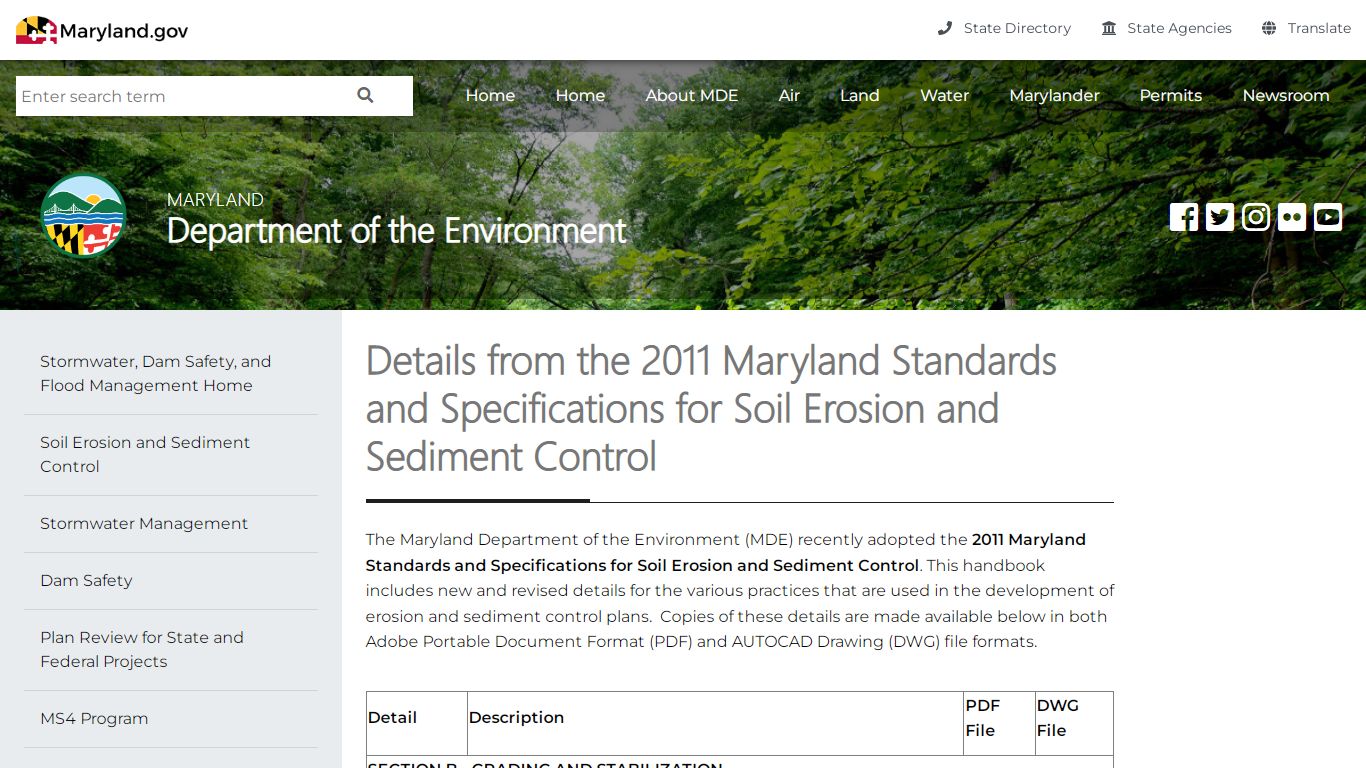 Details from the 2011 Maryland Standards and Specifications